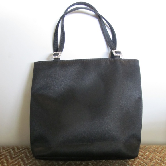 Vintage Liz Claiborne Satin-like Evening Bag Rhinestone Accents - Picture 1 of 5